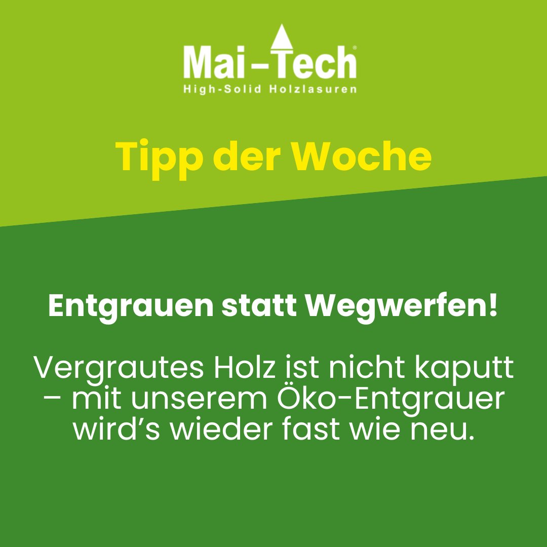 MaidlerS's tweet photo. Tipp der Woche 🌿
Vergrautes Holz? Kein Problem! 💪
Mit dem Öko-Entgrauer wird’s wieder wie neu ✨

👉 https://t.co/jQ79682qeT

#MaiTech #EntgrauenStattWegwerfen #Holzpflege #DIY #Nachhaltig https://t.co/gwTx23B64K