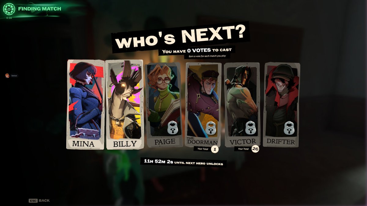 Feel like I'm the only one voting for Victor next. #deadlock