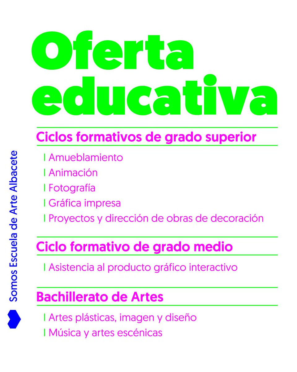 Inscríbete y estudia #CiclosFormativos #enseñanzasartisticas 

#plazoextraordinario #septiembre #escueladearte #albacete 

#educacionpublica
#titulooficial 
#enseñanzagratuita