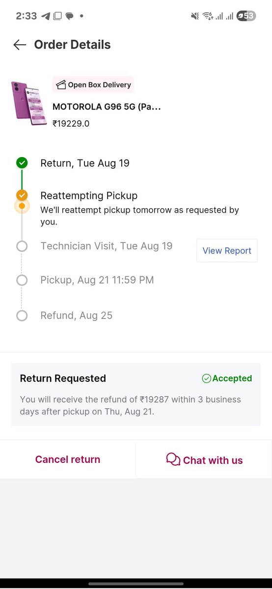 amitchi07's tweet photo. @Flipkart @flipkartsupport This issue has bn pending since 19th Aug. Today your agent called to pick up my mobile for refnd. I asked him to wait bt he left and marked it as reattempt for tomorrow. No action is being taken &amp; no importance is given to time. Pl resolve this urgently https://t.co/Gj8ANv68Lx
