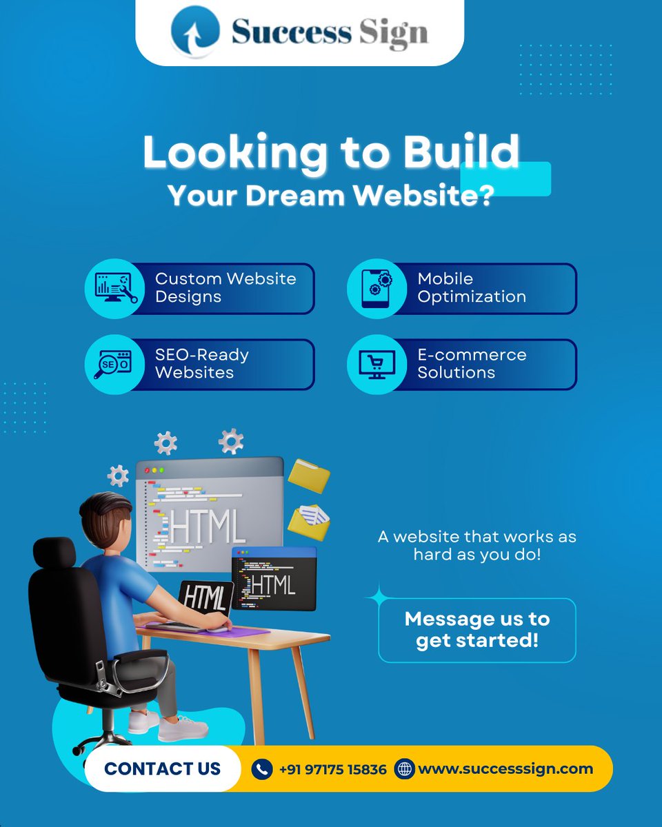 successsign_com's tweet image. 🌐 Want to Build Your Dream Website?
Let Success Sign turn your ideas into reality with modern, responsive, and SEO-ready websites built to perform.
#WebsiteDesign #CustomWebsites #SuccessSign #EcommerceSolutions #ResponsiveDesign #SEOReady #TechSolutions #MobileOptimization