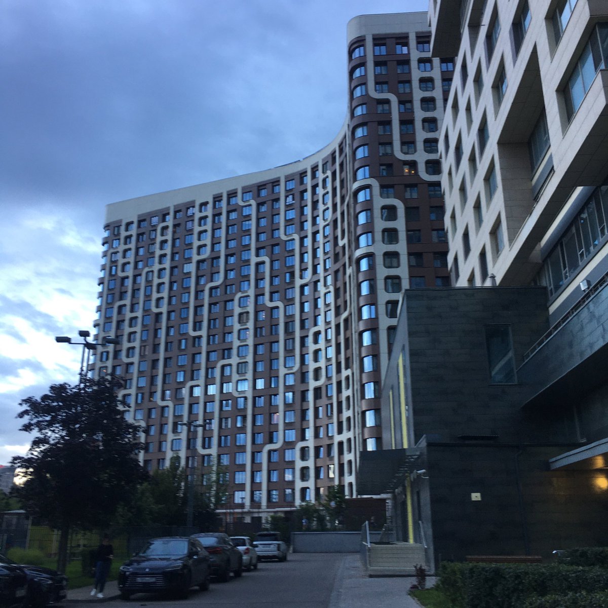 Соседний дом с фасадом бионикой