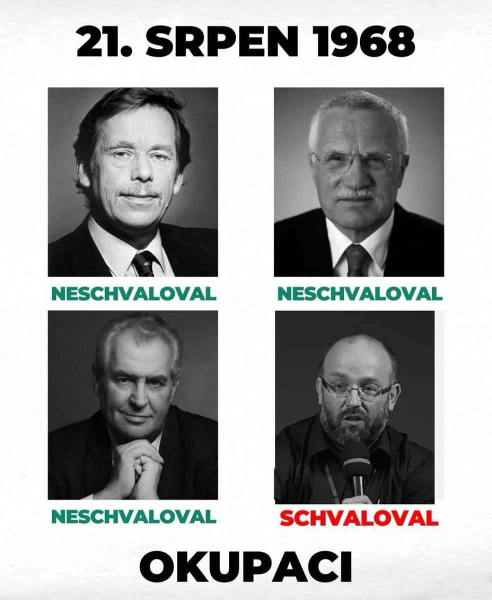Roman Kolář 🇨🇿 (@ro_kolar2) on Twitter photo KOMUNISTÉ, jejichž vůdkyně Konečná okupaci odmítá nazvat okupací pomlouvají prezidenta, protože v 7 letech schvaloval okupaci. Co na tom, že byl dítě a později začal sloužit ČR a demokracii, komouši se nezastaví před ničím, chtějí opět vládnout s <a href="/AndrejBabis/">Andrej Babiš</a> a podlézat Moskvě. KOMUNISTÉ, jejichž vůdkyně Konečná okupaci odmítá nazvat okupací pomlouvají prezidenta, protože v 7 letech schvaloval okupaci. Co na tom, že byl dítě a později začal sloužit ČR a demokracii, komouši se nezastaví před ničím, chtějí opět vládnout s <a href="/AndrejBabis/">Andrej Babiš</a> a podlézat Moskvě.