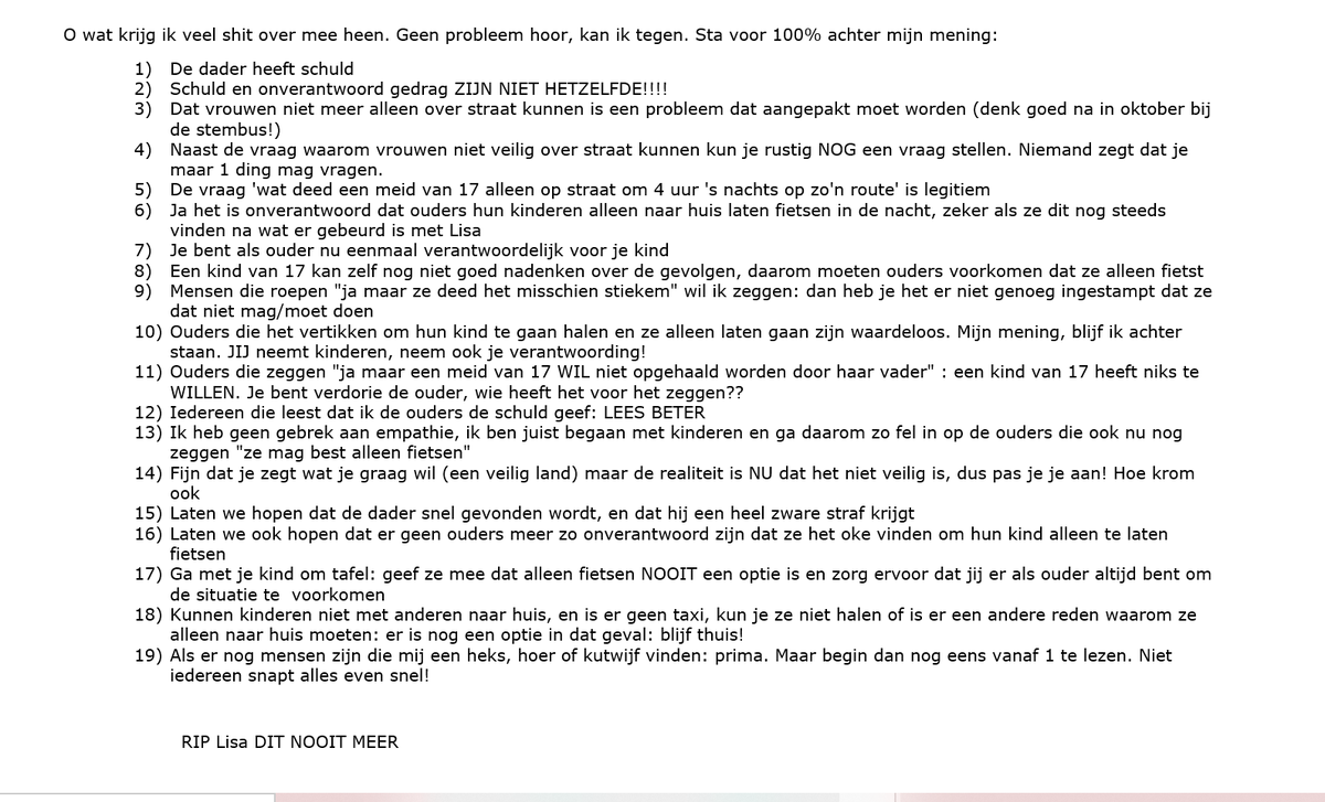 CathLouisa1976's tweet photo. Leesvoer voor iedereen die emotioneel en gepikeerd reageert op mij en mijn mening.
Lees eerst, denk even na en laat dit binnenkomen.
Als je het met één van deze punten oneens bent, zullen we het nooit eens worden.
#Lisa #duivendrecht #abcoude #zeist #AZC #Politie #RIPLisa https://t.co/vpiiF67e9h