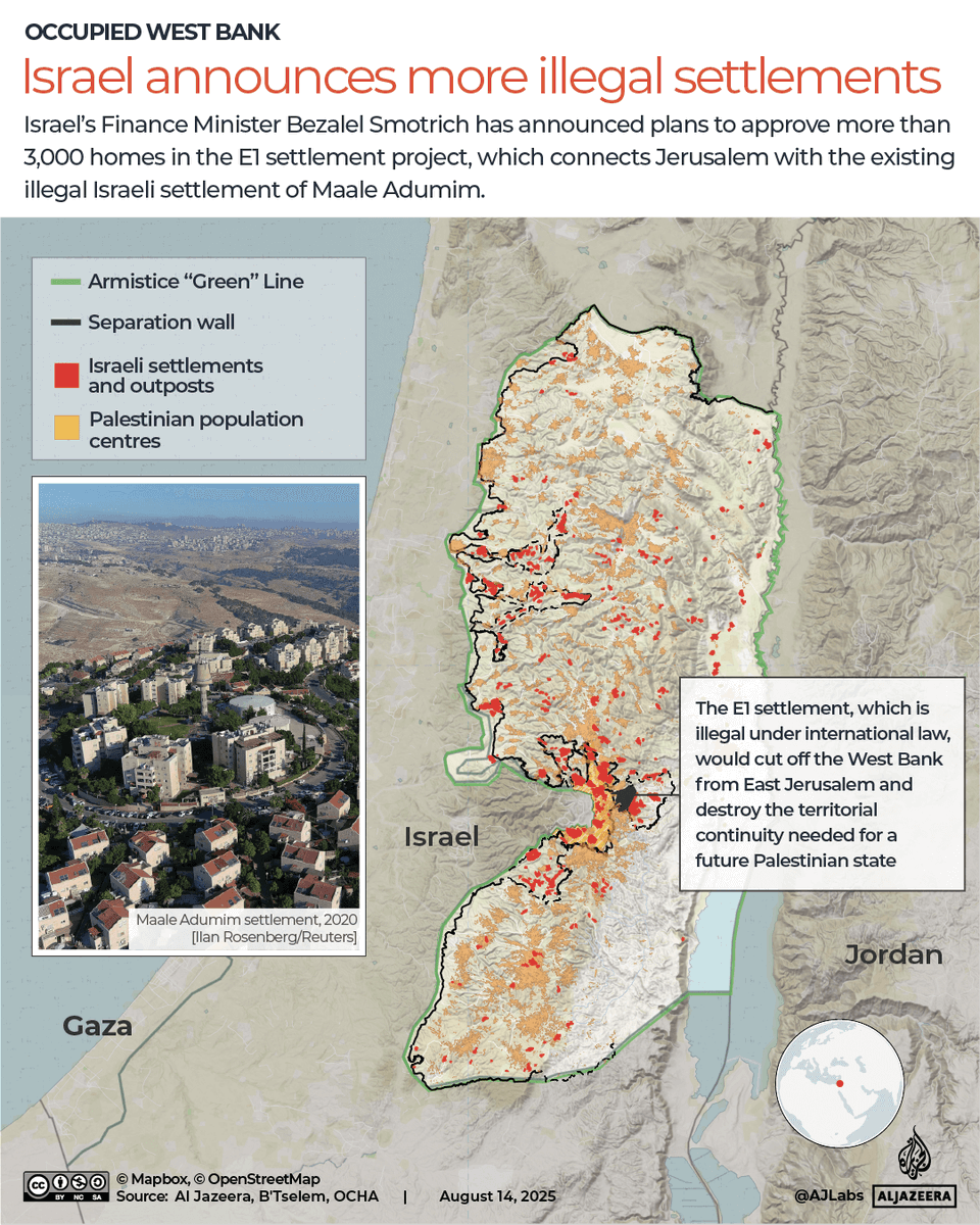 The UK, Australia and Japan are among 21 countries that have condemned Israel’s plans to build a controversial illegal settlement in the occupied West Bank, which they say renders a future two-state solution for Palestinians impossible.

🔴 LIVE updates: aje.io/8axjjp