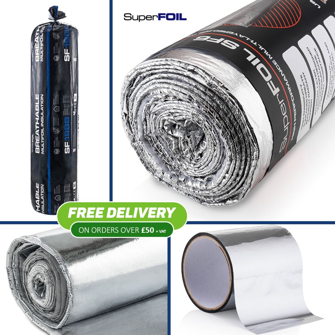Upgrade your home with SuperFOIL insulation &amp; get free delivery on orders over £50 + VAT. 🏠

SuperFOIL is a modern, sustainable way to keep your home comfortable year-round.

Shop now at roofin.co.uk! 👍

#SuperFOIL #Insulation #EnergyEfficiency #SustainableLiving