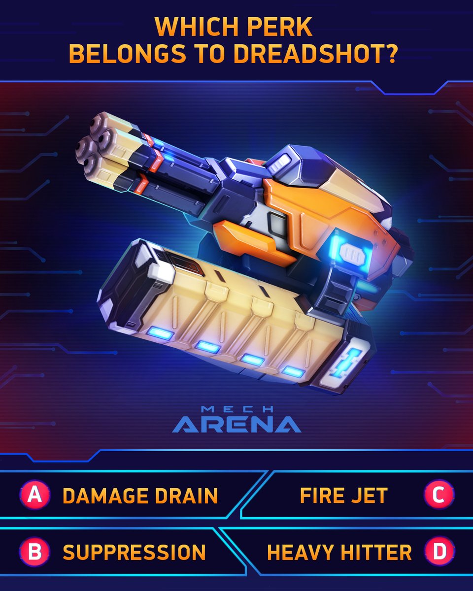 MechArenaMobile's tweet photo. Let's get this week going with our new #MechArenaTrivia!

Can you recall which Perk belongs to #Dreadshot?

Send us a letter in the thread and see if you guessed correctly 😉 https://t.co/BUruUMC0VV