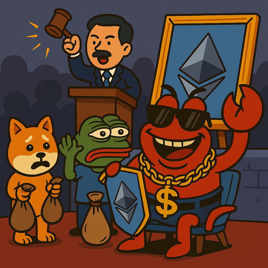 💰 When the hammer drops, only one Krab can afford it…
🦀 #GreedyKrab secures the ETH masterpiece while 🐕 &amp; 🐸 go broke.

The throne of NFTs belongs to the Krab. 🔨✨

#KrabArmy #GreedyKrab #ETH #MemeCoin