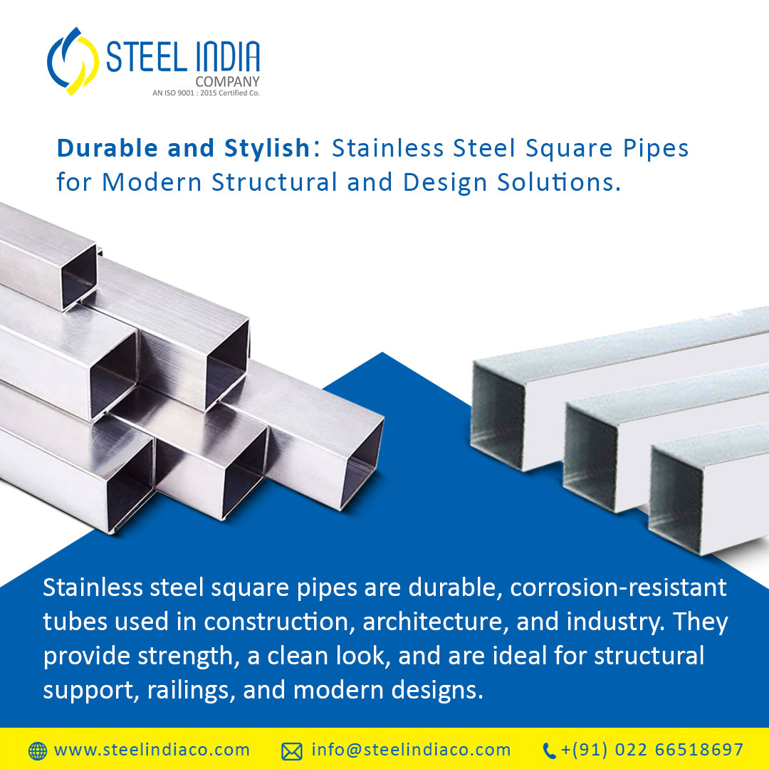Steel_India_Co_'s tweet image. Crafted for durability and precision, our stainless steel square pipes deliver unmatched strength and corrosion resistance—perfect for structural, architectural, and industrial applications. #StainlessSteel #Steelindiaco #SquarePipe #MetalEngineering #ConstructionSolutions