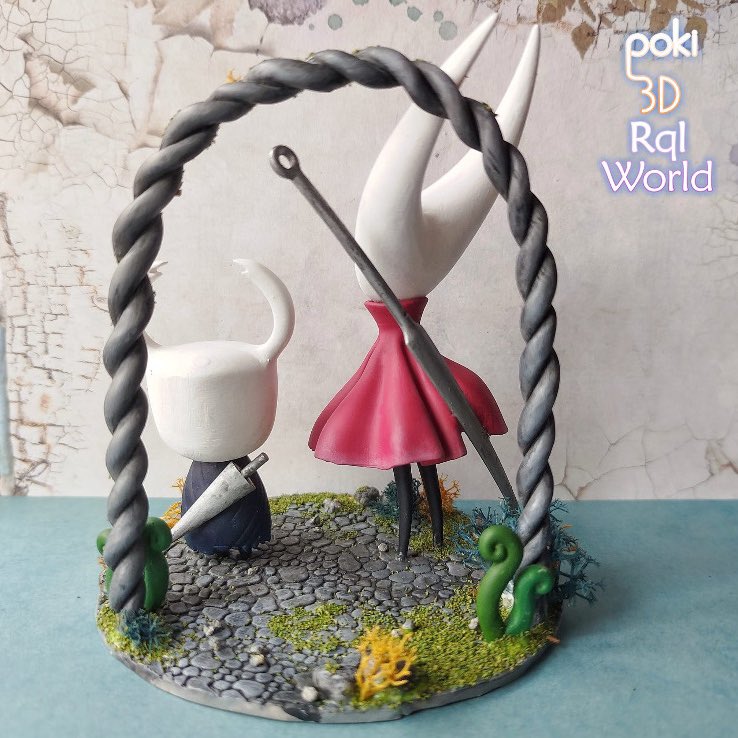 Ahora que Hollow Knight Silksong se ha anunciado, vengo a resubir una figura que hicimos hace poco de Hollow y Hornet que esperamos que os guste mucho