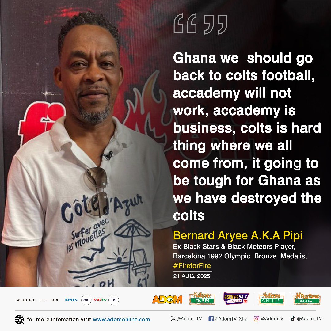 KOBBY__STONNE's tweet image. “Ghana must go back to colts football, academies are business — colts built real talents!” 

“No team spirit in the current Black Stars. We need a strong local Black Stars to restore competition.” 

Bernard Aryee A.K.A Pipi on #FireForFire with Kobby Stonne

#AdomTV #AsempaFM