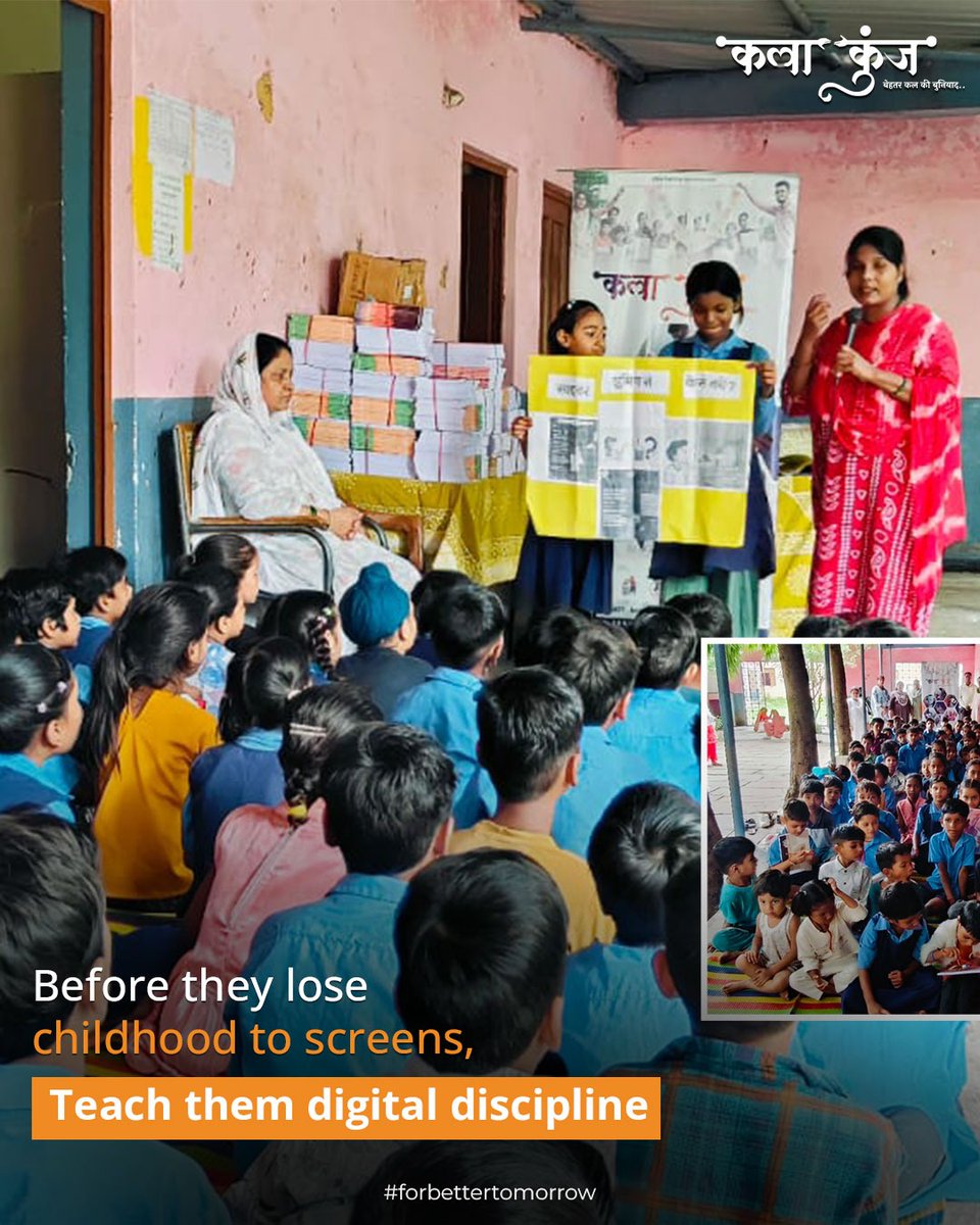 KalakunjF's tweet photo. Kalakunj Foundation held a Cyber Awareness Session  at Govt. Sec. School, Dwarka Nagar, Bhopal
150 students learned about cyber grooming, gaming risks &amp; safety tips + Cyber Helpline 1930.
Towards a safer digital future. 
#CyberAwareness #DigitalSecurity #KalakunjFoundation https://t.co/TwOX0Wrqmv