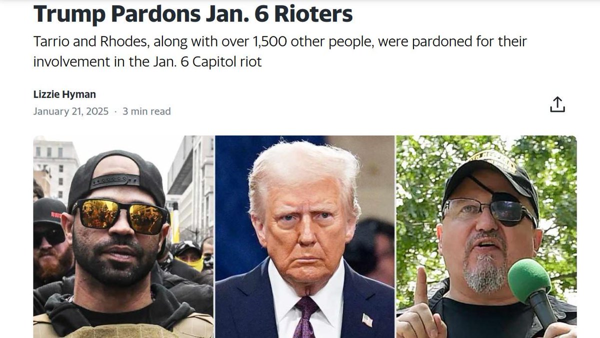 AIB (@antifainfoblatt) on Twitter photo USA: „The boys are back in town“
Trump hat, wenige Stunden nach seiner Vereidigung, die Kapitolstürmer und hunderte weitere extrem rechte Kader und Mitläufer begnadigt.
➔ t1p.de/sapru
Text: Xavier Bonnet
Screenshot: YahooNews USA: „The boys are back in town“
Trump hat, wenige Stunden nach seiner Vereidigung, die Kapitolstürmer und hunderte weitere extrem rechte Kader und Mitläufer begnadigt.
➔ t1p.de/sapru
Text: Xavier Bonnet
Screenshot: YahooNews