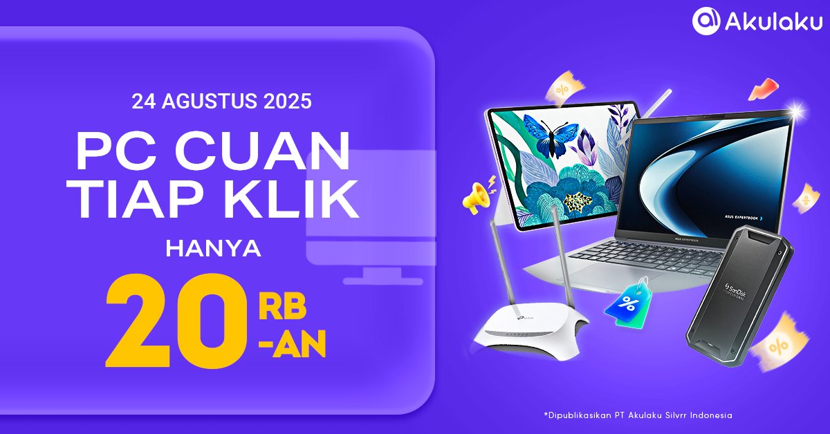akulakuID's tweet image. Percaya gak percaya, sekali klik langsung dapet CUAN💸

Kapan lagi dapetin LAPTOP HANYA 20RB-AN💻 

Cuss merapat~ bit.ly/CuPis3 

#PromoPC #PCCuanTiapKlik #GilaDiskon #PromoSeru #AkulakuIndonesia