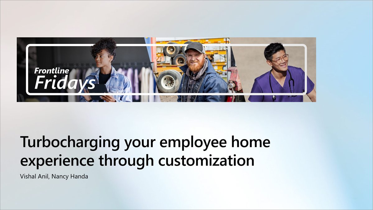 SharePoint's tweet photo. 💡 Turbocharging your employee home experience through customization

Boosting productivity and engagement by creating a personalized, centralized home experience in Microsoft Teams.

📺 See more → https://t.co/wa3nHoZlxz

#Microsoft365 #SharePoint #MicrosoftTeams https://t.co/RrPPH7WPAm