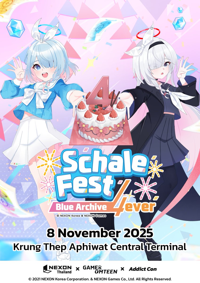 AddictConEvent's tweet photo. ✨เหล่าเซ็นเซ เตรียมตัวให้พร้อม! งาน Offline Community 💎
Schale Fest: Blue Archive 4EVER ใกล้จะเริ่มขึ้นแล้ว! 🎉

💎 Schale Fest
📍 สถานีกลางกรุงเทพอภิวัฒน์ ชั้น M
📅 8 พฤศจิกายน 2568 | ⏰ เวลา 11.00 - 20.00 น.

#SchaleFest #BAcommunityEventTH #BlueArchive https://t.co/nPhxTKwJD6