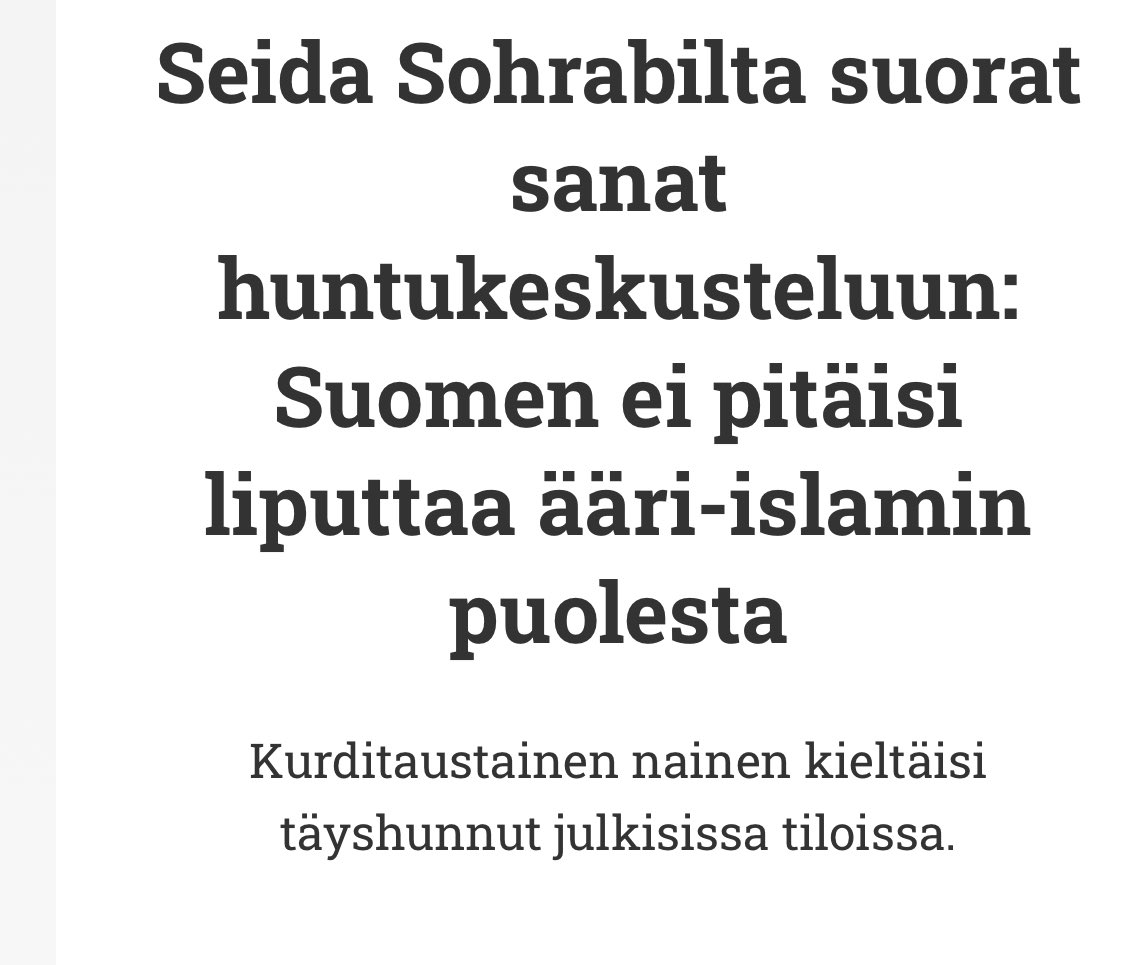 SeidaSohrabi's tweet photo. Annoin Verkkouutiset haastattelun täyshuntuihin liittyen. Täyshunnut pitää kieltää mm. seuraavista  keskeisistä syistä (ei tyhjentävä):

1. Ne ovat liputtamista ääri-islamin puolesta
2. Heikentävät turvallisuutta
3. Ovat integroitumista ja assimiloitumista vastaan

Lisää perusteluja videolta 👇

https://t.co/IdZMHVR5Qm