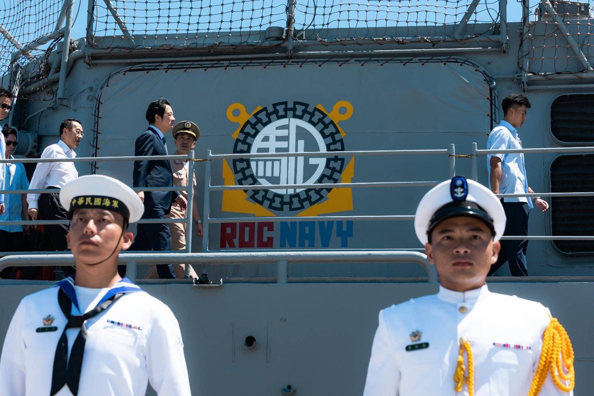 ChingteLai's tweet photo. Visiting our Navy's 168th fleet today, I announced that in addition to defense spending reaching 3.32% of GDP in 2026, we are also aiming to achieve 5% of GDP by 2030. By strengthening defense capabilities, #Taiwan is serious in its commitment to peace through strength. https://t.co/aOgmURoVGA