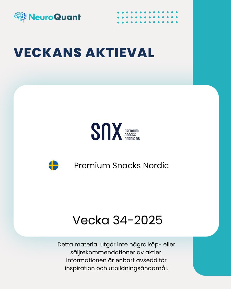 Varje vecka lyfter vi fram en aktie som sticker ut i våra datadrivna analyser – för att inspirera dig att använda NeuroQuants verktyg på riktigt.

Genom att kombinera:
 ✔️ Bolagsdata
 ✔️ Fundamentala nyckeltal
 ✔️ Trend &amp; momentum
 …visar vi hur du snabbt kan hitta aktier med