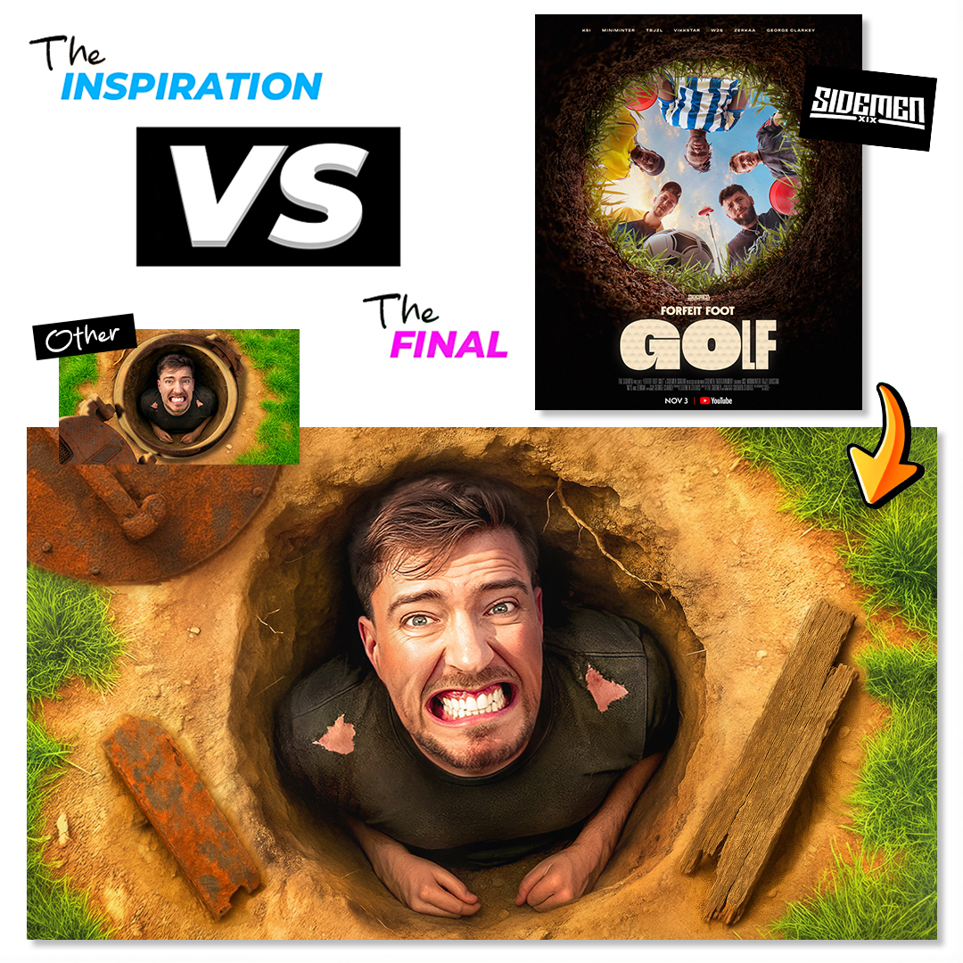 Moochie_Designs's tweet image. I found this Sidemen poster on X and flipped it into a
💰$1 vs $1B Bunker!! YouTube Thumbnail for Beast👇

Design inspo is everywhere😍