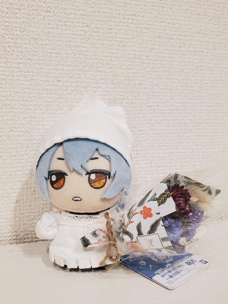 雑貨屋さんで、俺サイズの花束を見つけたんだ…… とっても可愛かったから、賢者さんにどうかなって…… もし良かったら、どうぞ…… いつも俺の作りを見てくれて、ありがとうな……
#まほやく_ぬい 
#金曜ぬいNight