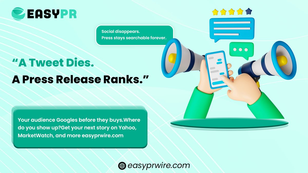 easyprwire's tweet image. Want to be found when it matters most? Stop shouting into the void and start building a permanent record. 

#PR #SEO #searchability