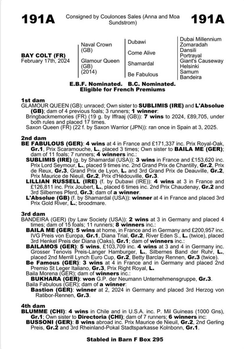 GoffsUK's tweet photo. Two Supplementary entries have been added to the Doncaster Premier Yearling Sale 🚨

𝐋𝐨𝐭 𝟏𝟗𝟏𝐀 - 𝐍𝐚𝐯𝐚𝐥 𝐂𝐫𝐨𝐰𝐧 𝐜𝐨𝐥𝐭 𝐟𝐫𝐨𝐦 @AnnaSundstr 

𝐋𝐨𝐭 𝟑𝟓𝟒𝐀 - 𝐓𝐞𝐧 𝐒𝐨𝐯𝐞𝐫𝐞𝐢𝐠𝐧𝐬 𝐟𝐢𝐥𝐥𝐲 𝐟𝐫𝐨𝐦 @BarodaStudIre 

📕https://t.co/xdoWu47uYE https://t.co/tzzsHtuAKM