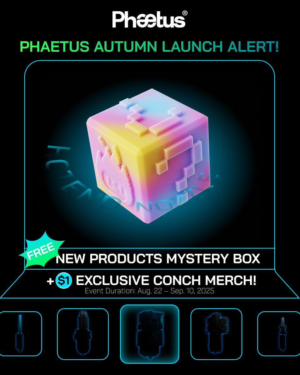 🚀 Phautus Autumn Launch Is Here! 🍂
H2D / AD5M / QIDI PLUS4 / AD5X new series—coming globally Sep 10!
👉 LIKE &amp; RETWEET = Enter to win a FREE mystery blind box!
✨ ONLY 10x $1 Conch Blind Boxes available on our website—go grab one!
💬 COMMENT your dream product 👇（Hotend?
