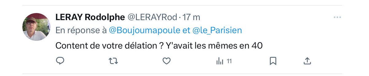 Boujoumapoule's tweet photo. Dénoncer un antisémite n’est pas de la délation mais de la résistance !
En grand nostalgique, tu évoques les années 40 sous mon post…on voit où est ton combat.
#Schaack #Tyrovol https://t.co/RIetoouTAF