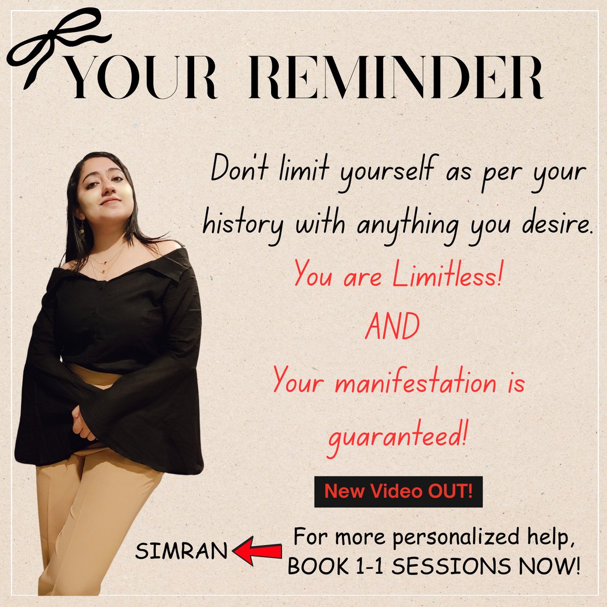 Simran's 50% Sale on coaching 
link in bio
Your manifestation is a guarantee.🌟
#nevillegoddard #lawofassumption #manifesting
Watch the video here:  youtu.be/UIzGTsvaBpE?si…