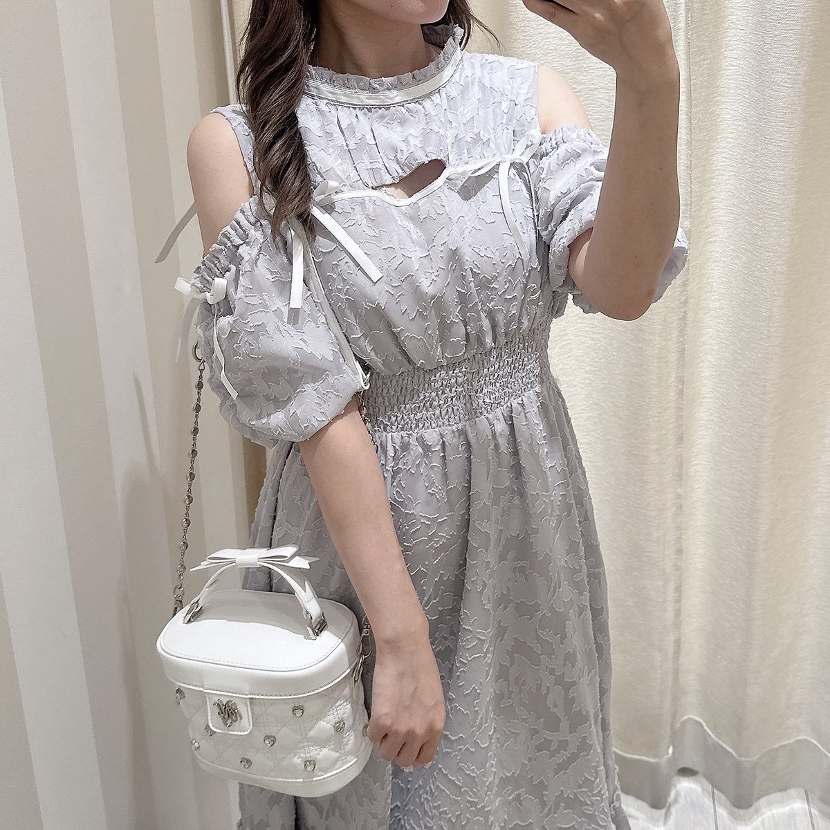 ツイードリボンミニワンピース evelyn リボンツイードミニワンピース