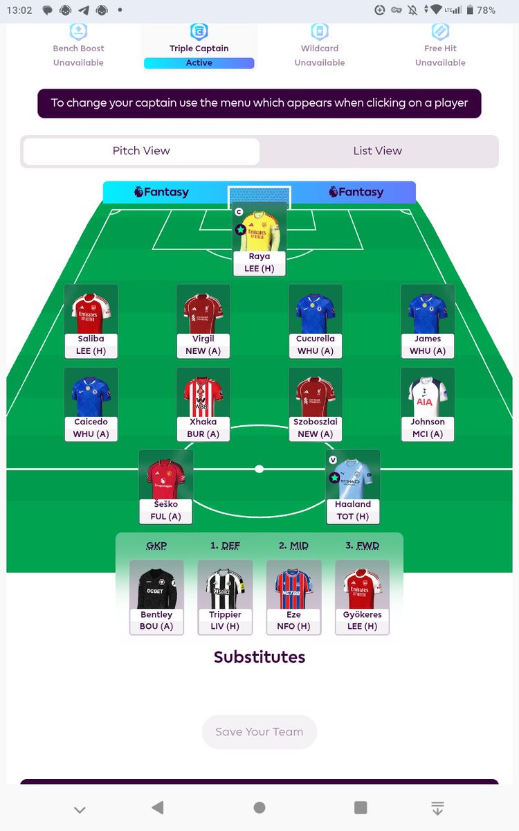 ChrissEad's tweet photo. Game week 2 😁
#fantasy https://t.co/nbJlD7ewZP