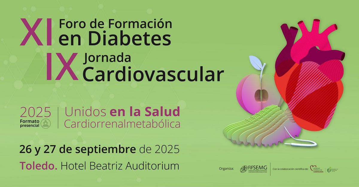 👨‍⚕️ 👩‍⚕️A finales de septiembre te esperamos en el XI Foro de Formación en Diabetes y IX Jornada Cardiovascular

🔗 Toda la información disponible en buff.ly/53dzvJZ  

#UnidosEnLaSaludCardiorrenalmetabólica 

#FormacionSEMG