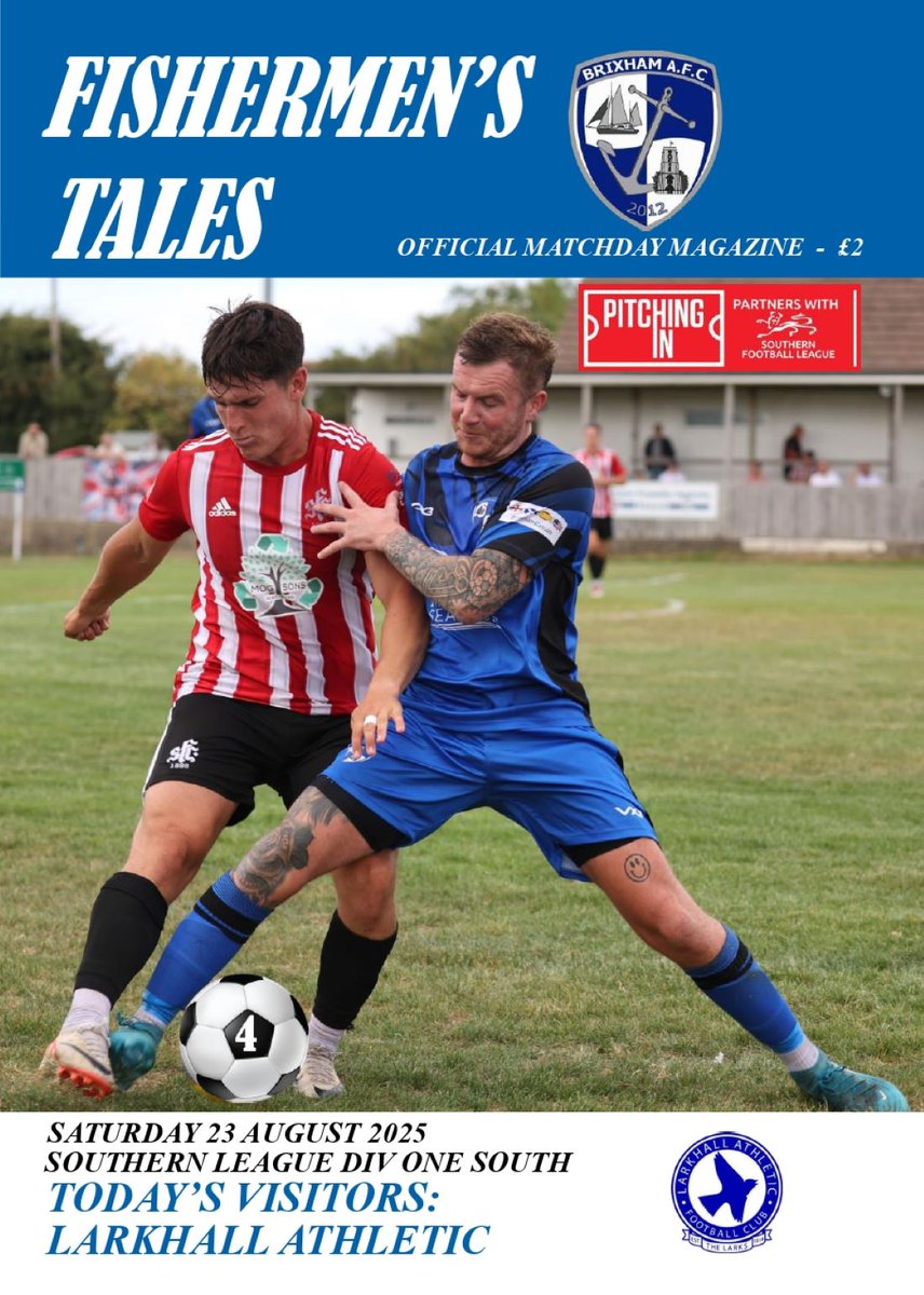 Brixham AFC (@brixhamafc) on Twitter photo #TomorrowsProgrammeToday
We return to league action against <a href="/LarkhallAFC/">Larkhall Athletic FC</a> at 3pm.
<a href="/cjaayz/">charlie johansen</a> is the cover star! 36pp in full colour packed with news, info and entertainment, including <a href="/trevk37/">Trevor Knell</a> and a new half-time quiz! Just £2 at the gate.
<a href="/NLprogs/">Non-League Programmes</a> <a href="/BrixhamCasuals/">Brixham Casuals</a> 🐟⚽ #UTF #TomorrowsProgrammeToday
We return to league action against <a href="/LarkhallAFC/">Larkhall Athletic FC</a> at 3pm.
<a href="/cjaayz/">charlie johansen</a> is the cover star! 36pp in full colour packed with news, info and entertainment, including <a href="/trevk37/">Trevor Knell</a> and a new half-time quiz! Just £2 at the gate.
<a href="/NLprogs/">Non-League Programmes</a> <a href="/BrixhamCasuals/">Brixham Casuals</a> 🐟⚽ #UTF