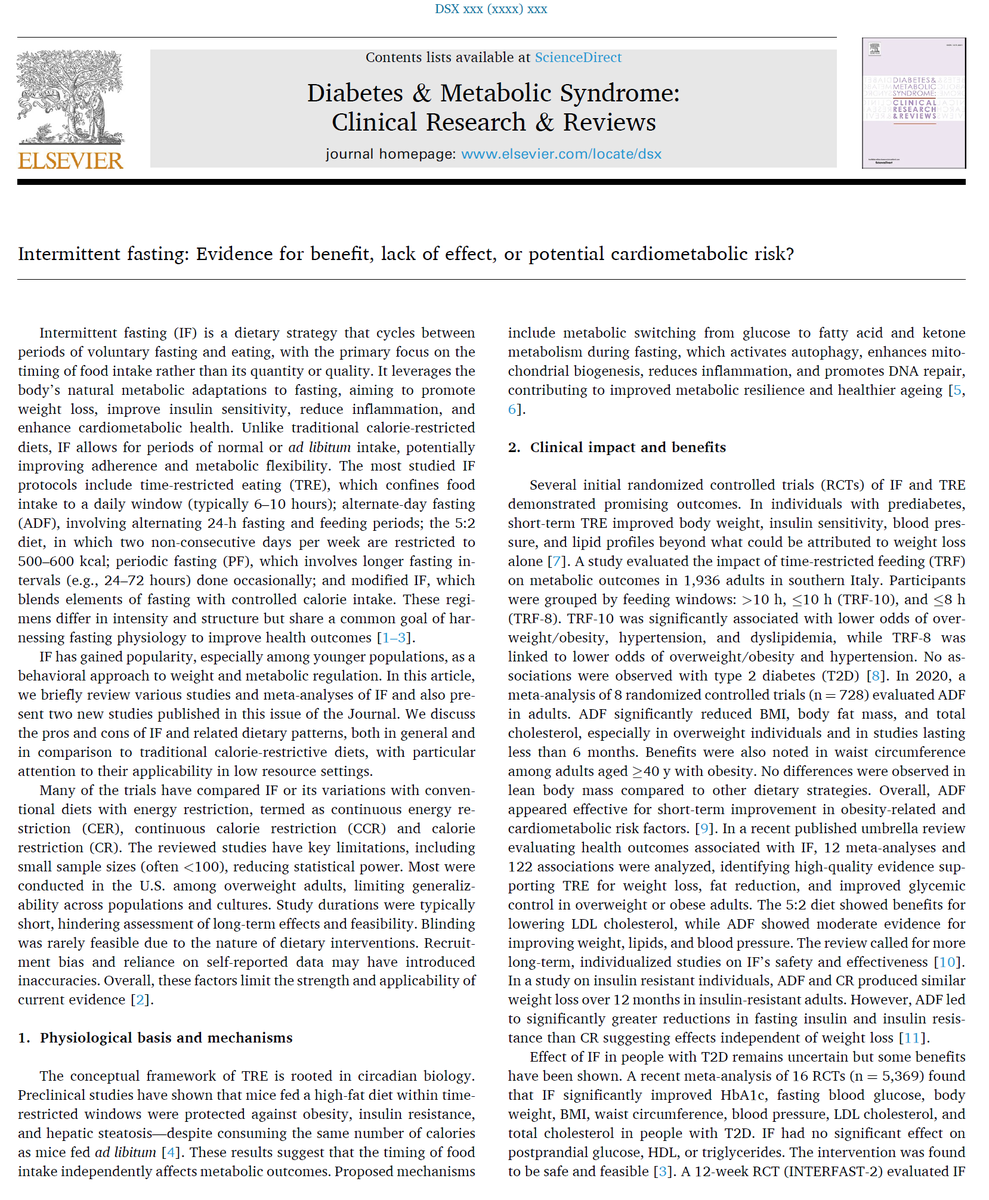 docanoopmisra's tweet photo. A new global-first study in #Diabetes and Metabolic Syndrome: Clinical Research and Reviews by Chen et al. links eating #intermittentfasting  to a 135% higher #cardiovascular mortality. Editorial by Dr. Anoop Misra, Editor-in-Chief of the Journal. Diabetes &amp; Metabolic Syndrome https://t.co/KPG5SNj4Lw