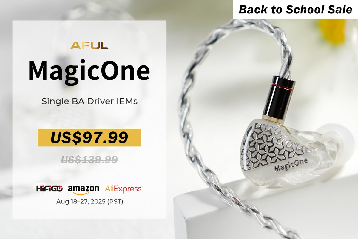 HiFiGoAudio's tweet photo. 🔥A single BA done right🎵
🎧@AFULJP #MagicOne is now available at a friendly price✨
🛍More details in the link if you’re curious👀

#HiFiGo:https://t.co/gMpwJxr4Nl
Amazon US:https://t.co/JRmxne7ry3
AliExpress:https://t.co/Zfu45sxzFq

#AFUL #Music #IEM #AudioGear #818Sale #Deals https://t.co/J599sSkYPj