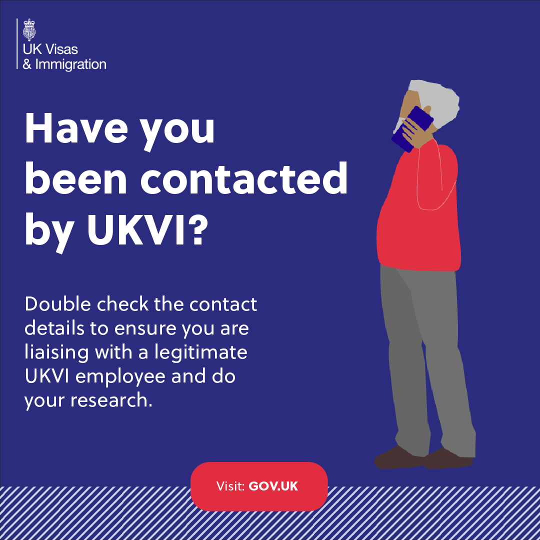 UKVIgovuk's tweet photo. Scammers use tricks such as asking you for personal information through social media to โhelpโ you with your visa application. Remember, @UKVIgovuk will never contact you through social media for any reason #DoNotFallForFraud https://t.co/YVu1WVR1Ch