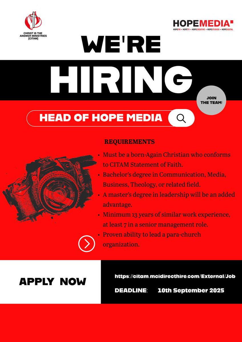 Join our team. Interested and qualified applicants should apply via this link:
citam.mcidirecthire.com/External/Job