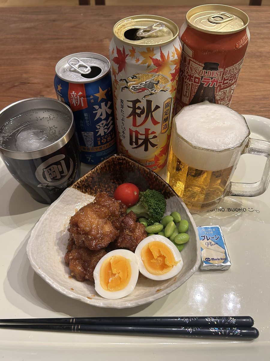 9連休の後の5連勤…今週はヤバかった〜😇
火曜日に購入したキリン「秋味」
平日は禁酒なんで3日間冷蔵庫で熟成させました😆
やっぱり濃くて旨い🍺
僕は自他とも認める「サッポロ派」ですが…この時期だけは毎年「秋味」に浮気しちゃぃます
だって「秋味」旨いんだの💓
🍻🍻🍻
＃晩酌　＃おうちごはん