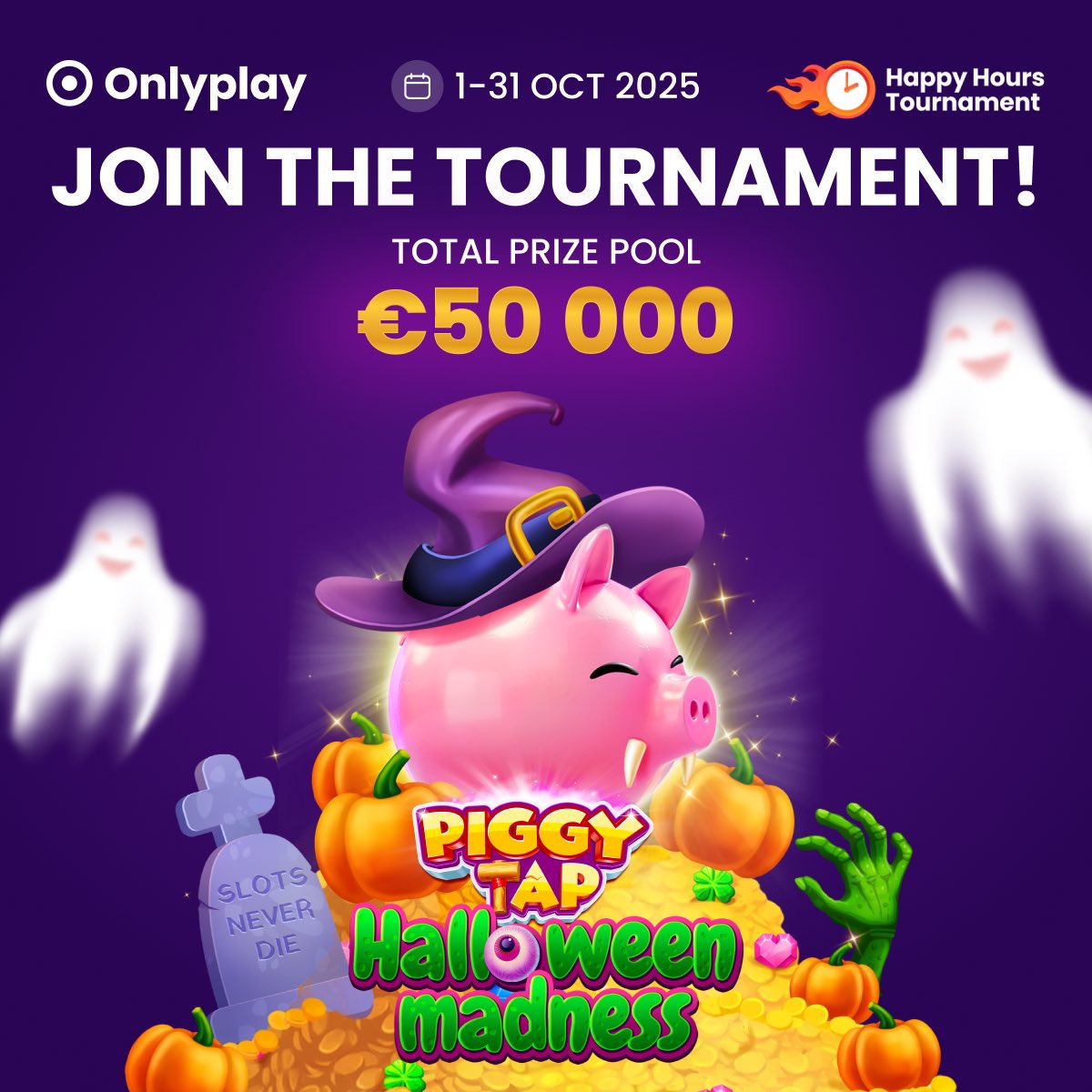 🎃This October we’re bringing something special — Halloween Madness Tournament with PiggyTap with prize poll €50,000💰

Dates: 1–31 October 2025
Mechanics: 1 tap = 1 point

— Retention boost (300%+) → players keep climbing the leaderboard