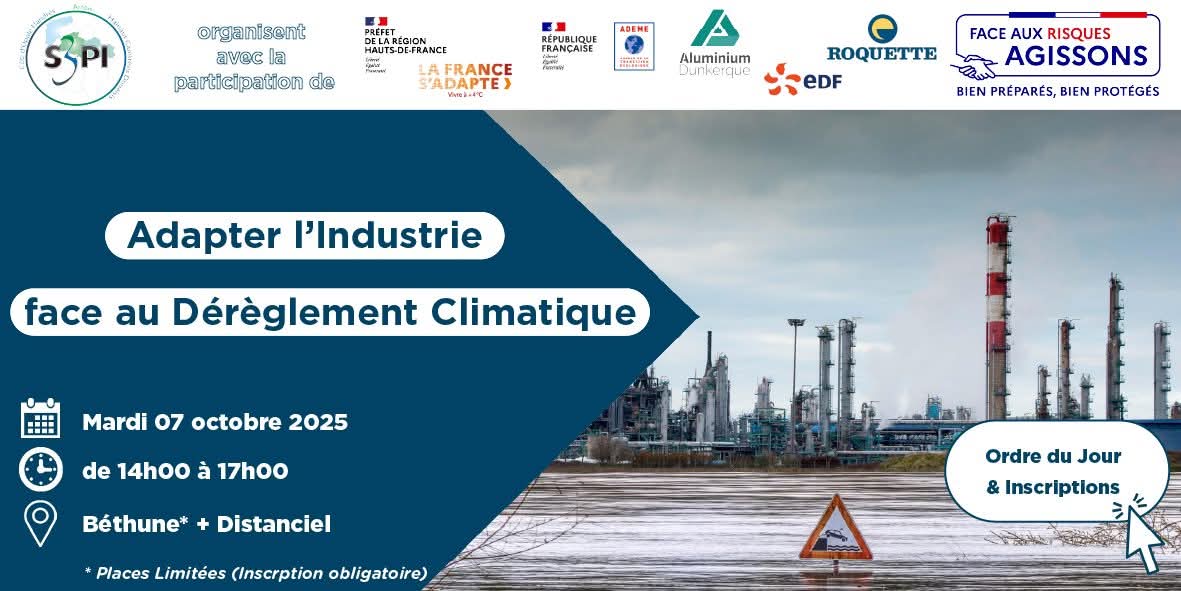 ⛈️ 𝕎𝔼𝔹𝕀ℕ𝔸𝕀ℝ 🚣 
𝗔𝗱𝗮𝗽𝘁𝗲𝗿 𝗹'𝗜𝗻𝗱𝘂𝘀𝘁𝗿𝗶𝗲 𝗙𝗮𝗰𝗲 𝗮𝘂 𝗗𝗲́𝗿𝗲̀𝗴𝗹𝗲𝗺𝗲𝗻𝘁 𝗖𝗹𝗶𝗺𝗮𝘁𝗶𝗾𝘂𝗲

🧐 Inscriptions 👇👇👇
🔗 bit.ly/WebNaTech
📆 07 Octobre 2025
⏱ 14h à 17h
#SPPPIHautsDeFrance #SPPPI #Webinair #RisquesMajeurs #DérèglementClimatique