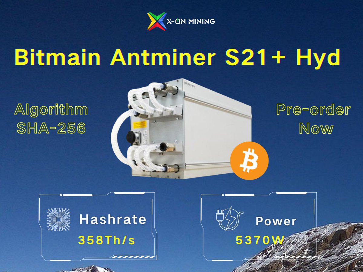 xonmining's tweet image. 🚀 Power up your mining with Antminer S21+ Hyd!
💪 358Th/s | ⚡ 5370W | 🔥 Efficient &amp;amp; reliable performance.

📞 +86 13631656695
📧 contact@xonmining.com

✅ Pre-order now with X-ON MINING!
#AntminerS21+Hyd #CryptoMining #XONMining #BitcoinMiner