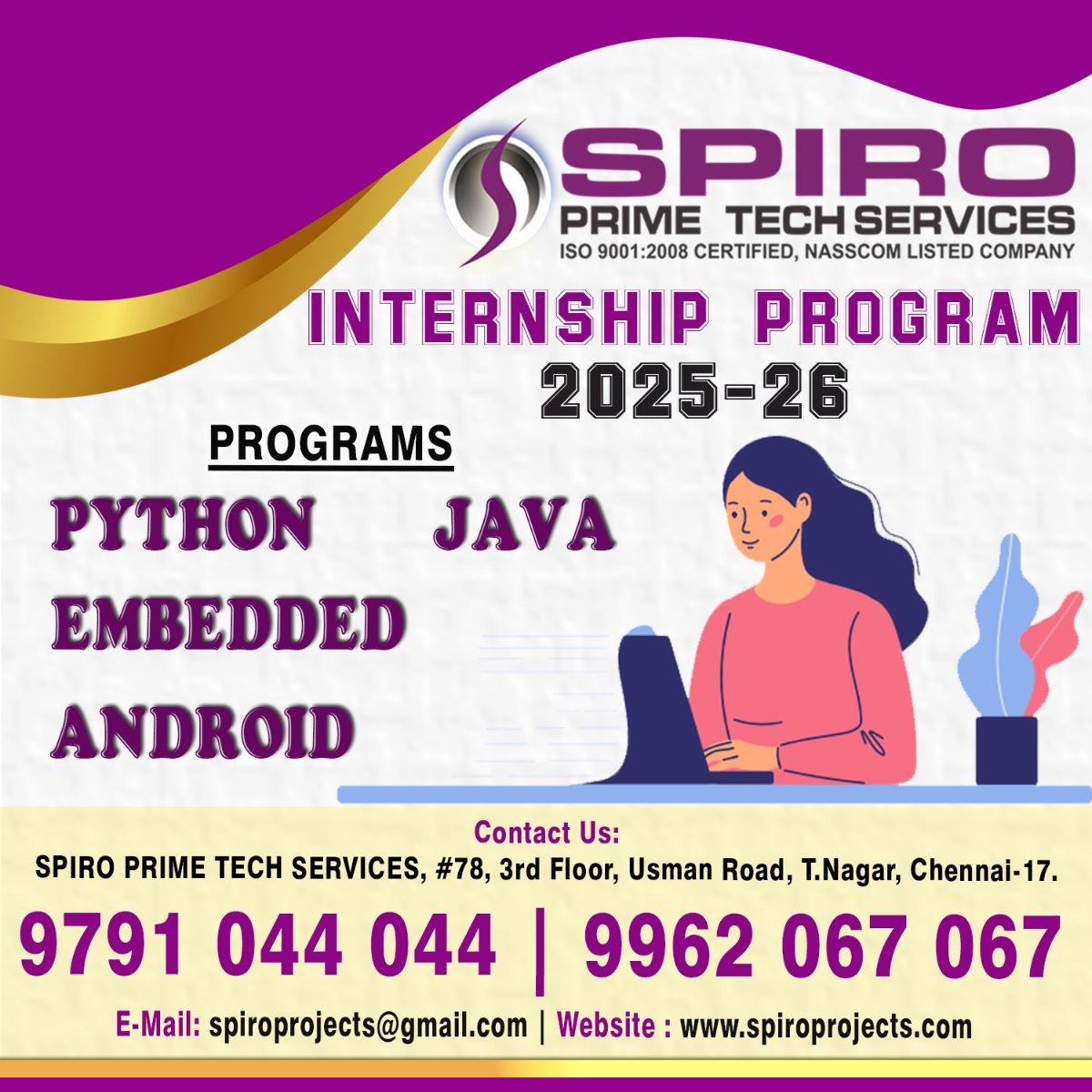 Spiroprojects's tweet image. SPIRO PRIME TECH SERVICES Guarantees Innovative Quality and on-time delivery for final-year IEEE Projects 2025-2026.

#internship #pythoninternship #androidinternship #embeddedinternship #javainternship #internship2026 #bestinternship 
#spiro #spirotech #spirofinalyearprojects