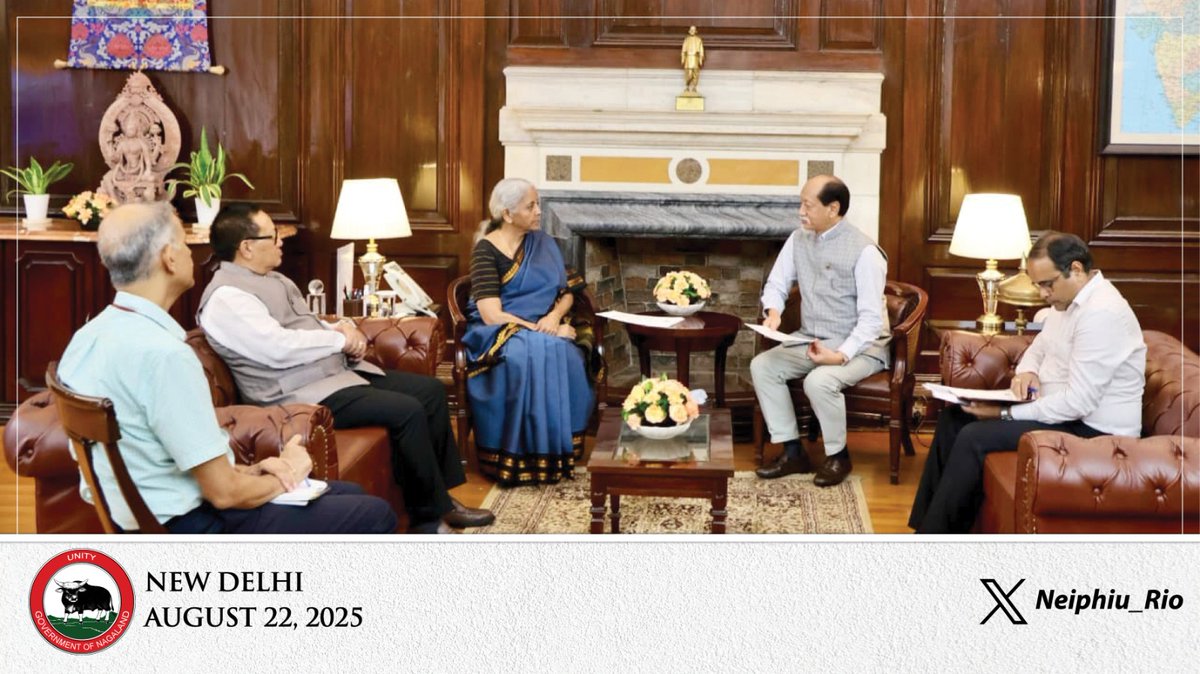 Neiphiu Rio (@neiphiu_rio) on Twitter photo Called on the Hon’ble Union Minister of Finance and Corporate Affairs, Smt. Nirmala Sitharaman Ji, <a href="/nsitharaman/">Nirmala Sitharaman</a>, along with Dy. CM Shri <a href="/TRZeliang/">TR Zeliang</a>. We remain grateful for her continued support towards Nagaland’s growth and development. Called on the Hon’ble Union Minister of Finance and Corporate Affairs, Smt. Nirmala Sitharaman Ji, <a href="/nsitharaman/">Nirmala Sitharaman</a>, along with Dy. CM Shri <a href="/TRZeliang/">TR Zeliang</a>. We remain grateful for her continued support towards Nagaland’s growth and development.