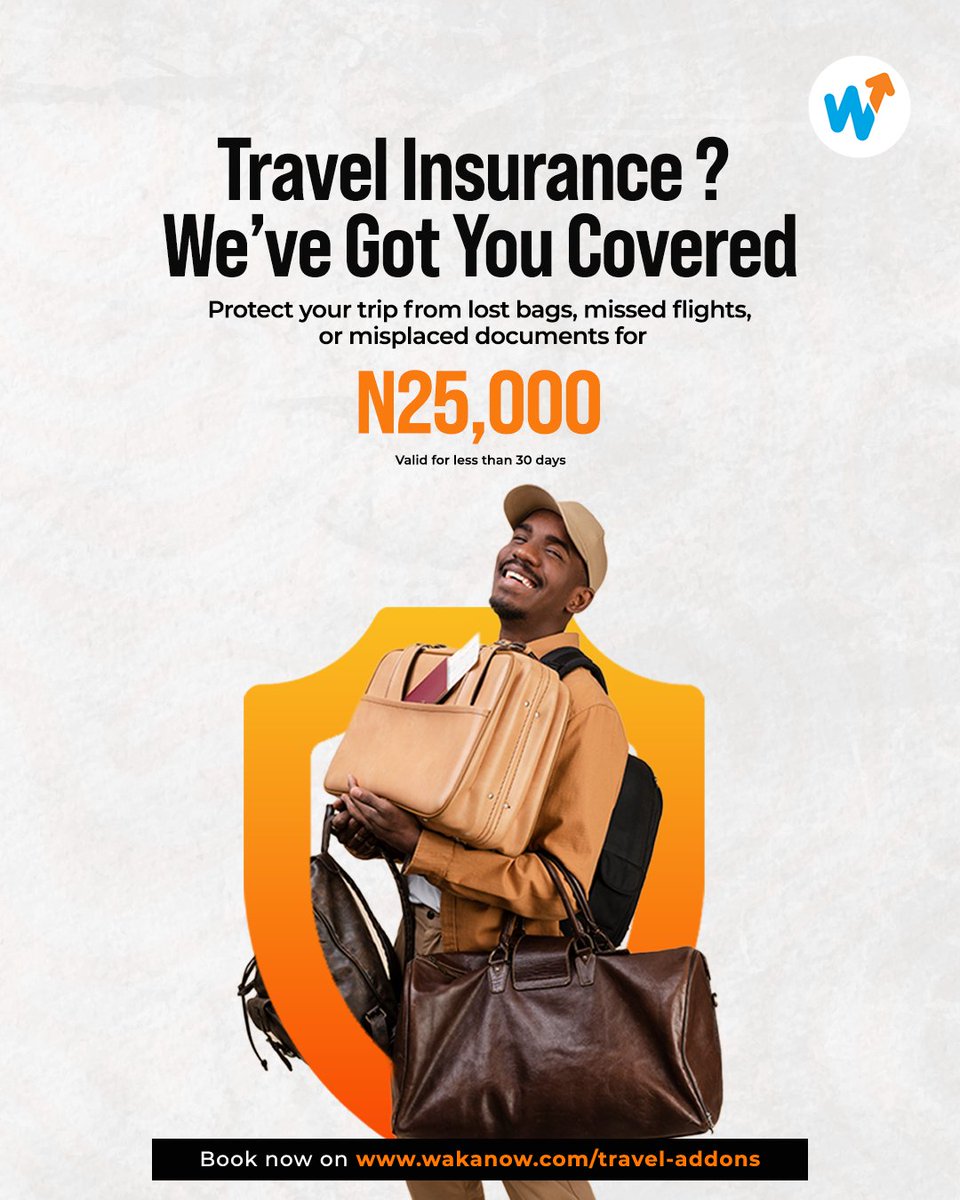 Wakanow (@wakanowdotcom) on Twitter photo Stay secured on your trip with our travel insurance.
For bookings and enquiries;
Visit wakanow.com/travel-addons
Send an email to nonflights@wakanow.com
Call 07009252669, 09087873524
Let’s Go!
#wakanow #travelinsurance Stay secured on your trip with our travel insurance.
For bookings and enquiries;
Visit wakanow.com/travel-addons
Send an email to nonflights@wakanow.com
Call 07009252669, 09087873524
Let’s Go!
#wakanow #travelinsurance