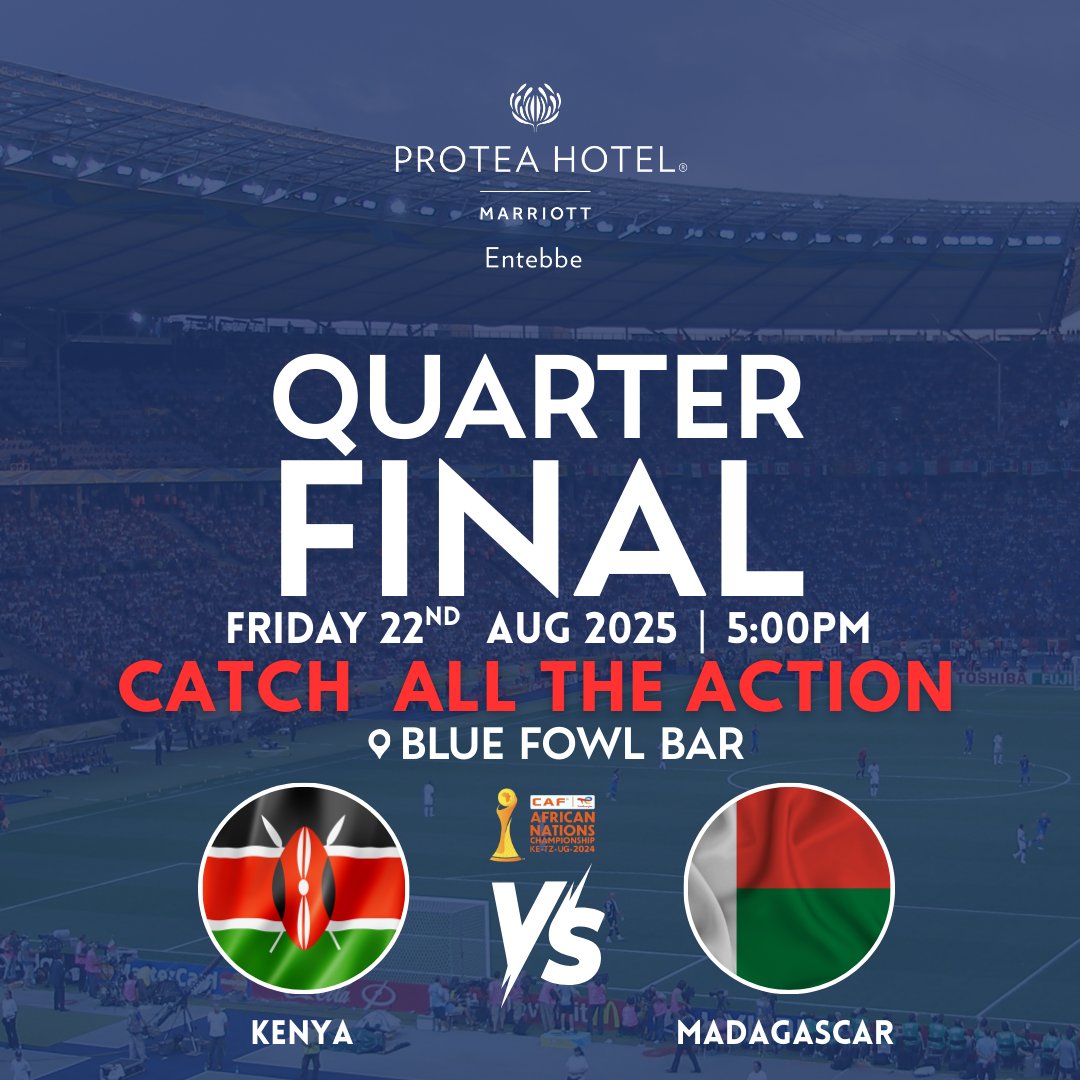 🎉⚽ Game on! Watch every CAF match live at The Blue Fowl Bar, Protea Hotel Entebbe 🍻🥂 Don’t miss a moment!
#CAF2025 #BlueFowlBar #gamenight