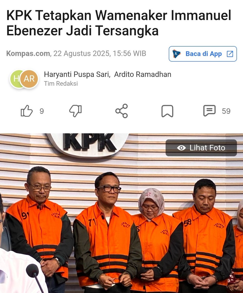 Di Indonesia gak usahlah menghayal punya pejabat berprestasi, gak korup aja uda untung.

Lagaknya aja waktu sebelum menjabat kencang menuntut koruptor dihukum mati, giliran jadi pejabat gak sampai setahun uda jadi koruptor.🫵🏼

KPK tetapkan Immanuel Ebenezer jadi tersangka.