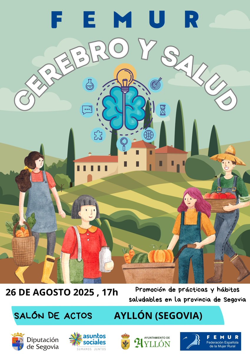 📢📢 Nuestro taller 'Cerebro y Salud'🧠, impartido por el psicólogo Carlos Valiente llegará la próxima semana a Ayllón para enseñarte cómo adoptar hábitos saludables en tu vida diaria.
📅 Martes 26 de agosto.
📍 Salón de actos del Ayuntamiento.
🕣 17.00 horas.
Colabora: <a href="/DipuSG/">Diputación de Segovia</a>