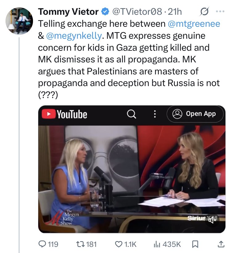 Oh fuck off, MTG has no “genuine concern” for children in Gaza being killed by Israel. 

She was being very islamophobic over Mamdani winning the primary a month ago.