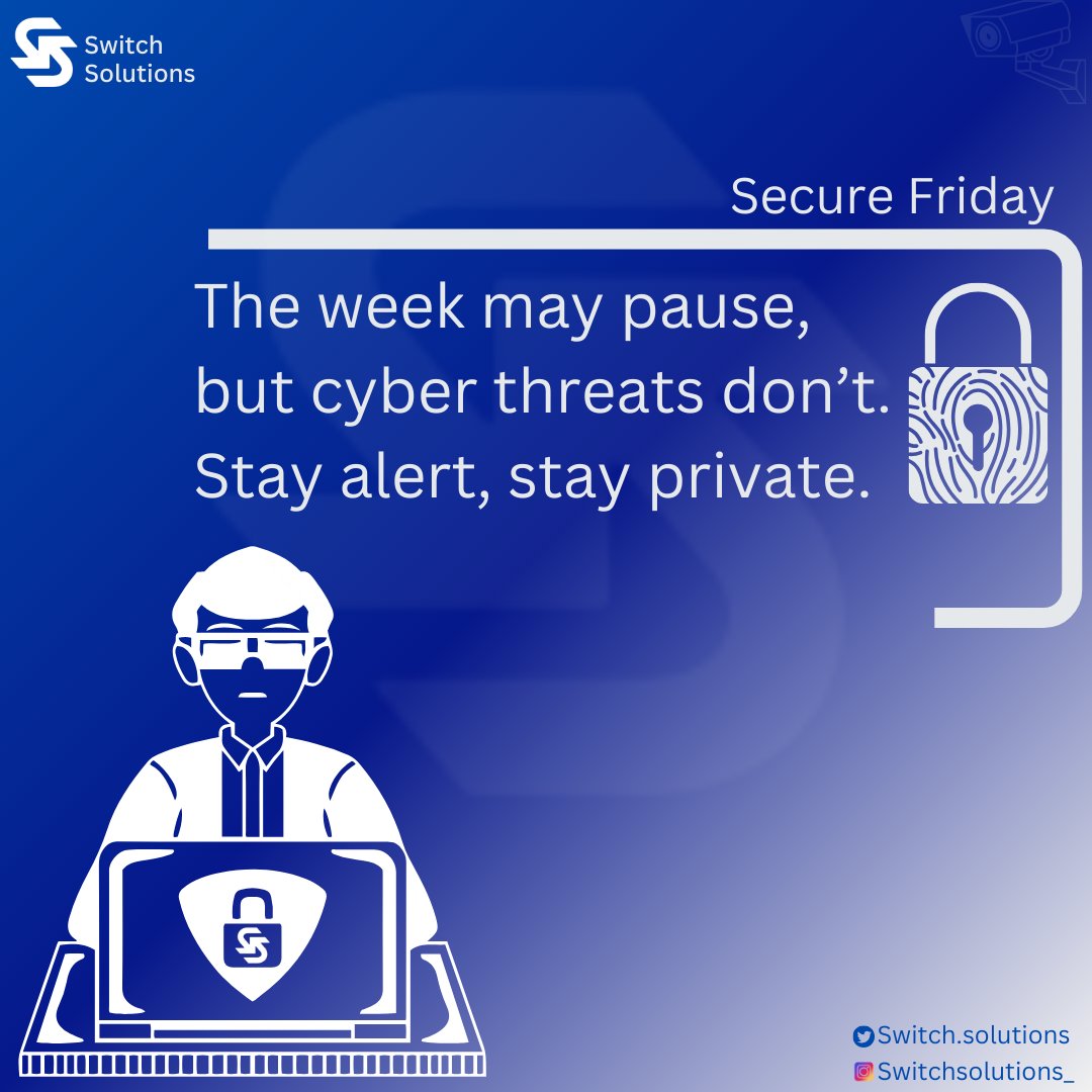 switchsolution_'s tweet image. Weekend mode on ✅ Data protection mode ALWAYS on
#CyberSmart #PrivacyMatters #SecureFriday #PrivacyFirst #DataProtection #CyberSmart #StaySafeOnline #DigitalSecurity